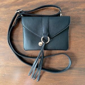 Poppy & Peonies Black Vegan Leather Crossbody Bag